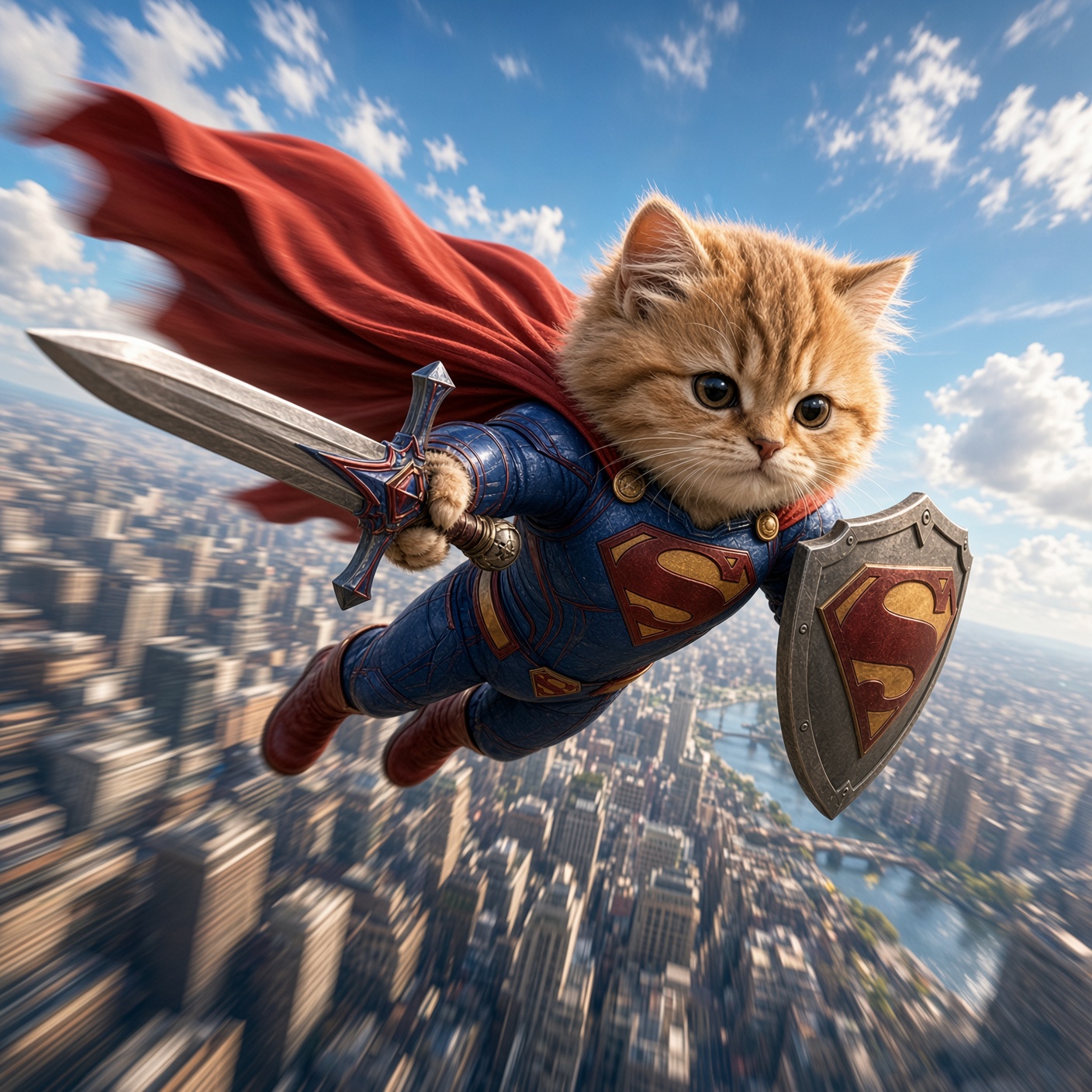 Super Swordcat meme — Mach cute over downtown.